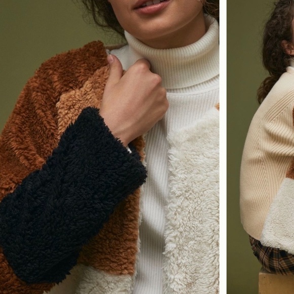Anthropologie NWT Colorblocked Faux Fur Jacket Size M. - Picture 3 of 5
